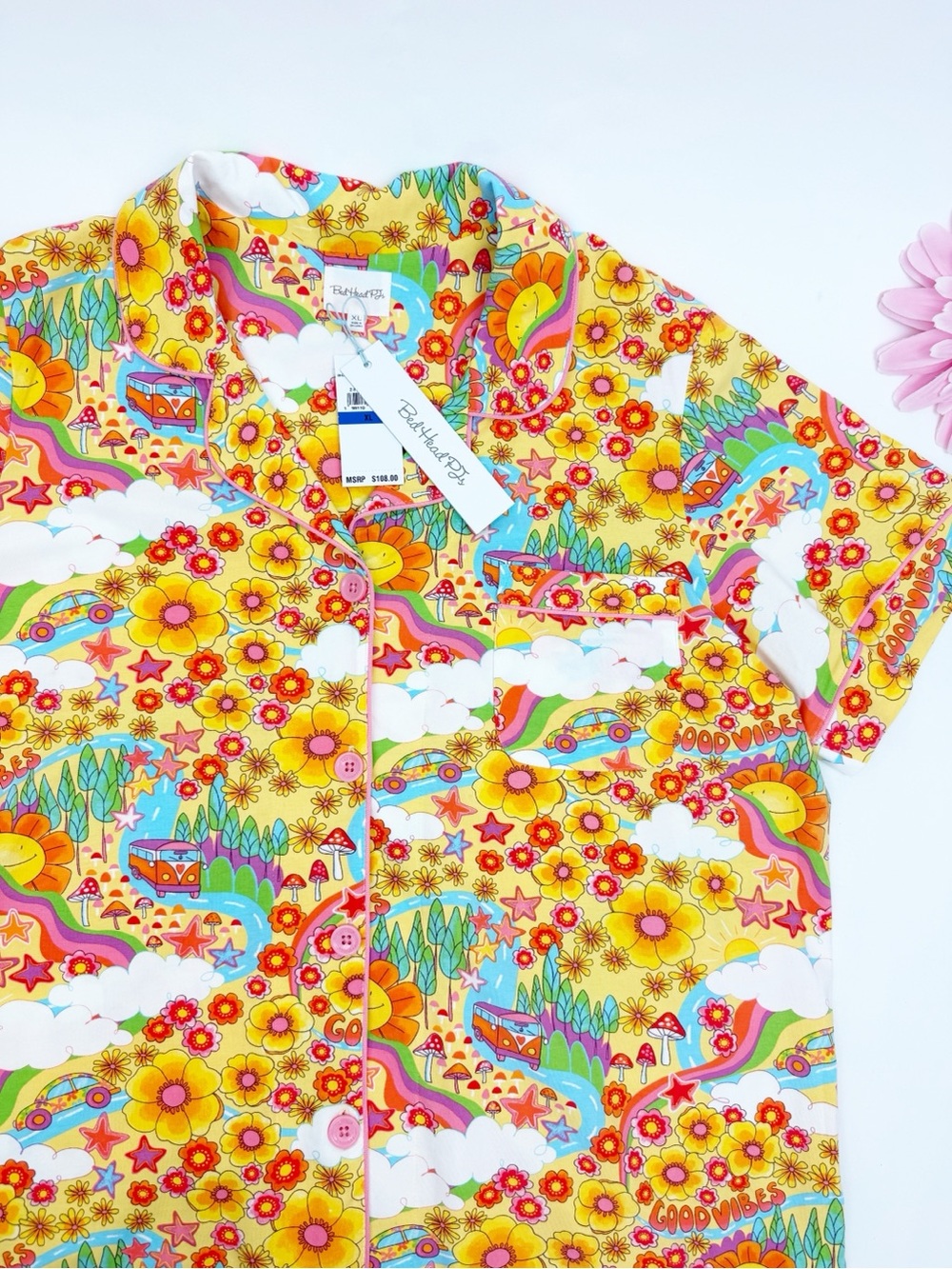 BedHead Pajamas PJ's Good Vibes Short Sleeve Classic Jersey Cropped PJ Set - Picture 7 of 16